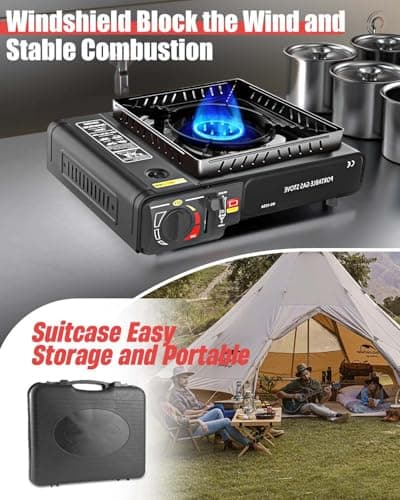 Gas Camping Stove Windproof Portable, Practical Camp Stove with Carry Case for Outdoor BBQ Party Camping Cooking, Gift for Outdoor Enthusiasts — view 5