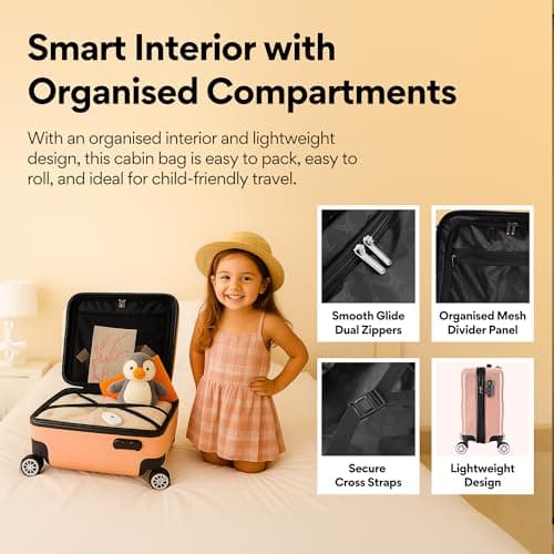 WORLD EXPLORER Rose Gold Cabin Suitcase 45x35x20cm, 30L ABS Shell, 4 Wheels — view 4