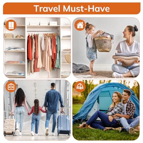 Vacuum Compression Storage Bags for Clothes - 12 Pack Reusable Space Saver Bags for travel (3*L + 3*M + 3*S + 3*XS) — view 6