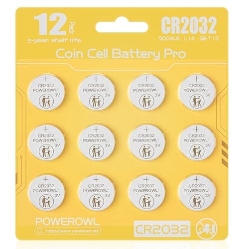 POWEROWL 12 Pcs Lithium Battery CR2032 3V for your Toys, Games, MP3 players, Stopwatches (Yellow)