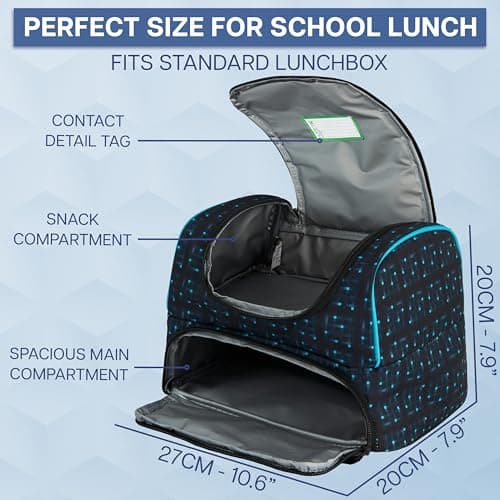 Get Trend Minecraft Kids Insulated Lunch Bag, Dual Compartment Lightweight Cooler Bag with Handle for Kids Lunch Box & Snacks, Travel School & Picnic Food Carrier, Gamer Gifts for Boys (Multi) — view 3