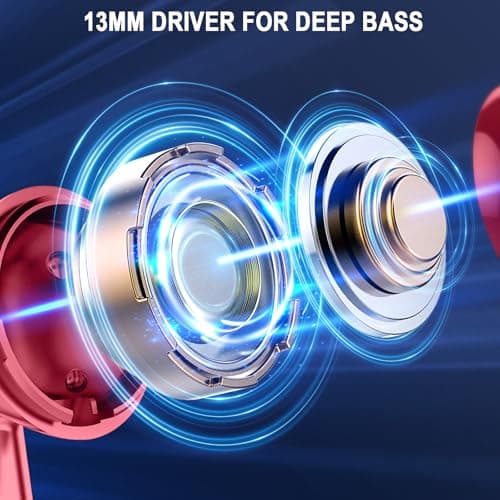 Wireless Earbuds, Bluetooth 5.4 Headphones in Ear with 4 ENC Noise Cancelling Mic, Wireless Earphones 40H Playtime, HiFi Stereo Deep Bass Bluetooth Earbuds, Wireless Headphones IP7 Waterproof, Red — view 3