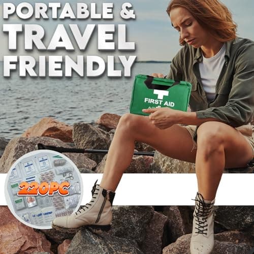 Xtremeauto 212 Piece Premium First Aid Kit - Jumbo First-Aid Kit Includes Eyewash, X2 Ice Packs, Emergency Medical Kits with Plasters & Essentials for Home, Office, Car, Sports, Camping, Business — view 2