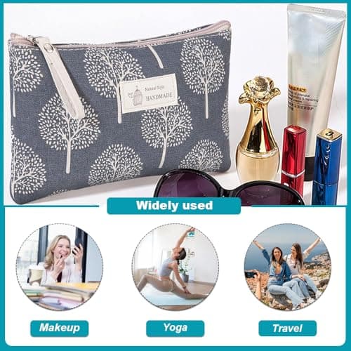 Canvas Cosmetic Bags, 2PCS Small Make Up Bag, Printed Makeup Bag — view 4