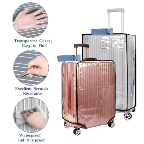 DIYJEP Clear Suitcase Cover Protectors with Luggage Tag(20in) — view 3