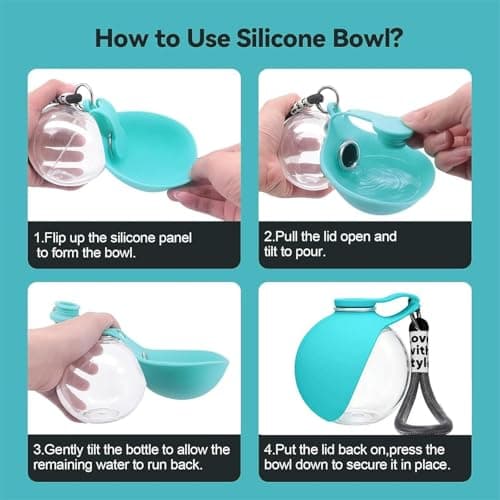 2 in 1 Portable Dog Travel Water Bottle with Silicone Bowl — view 5