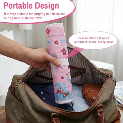Anihet Kids Tray Table Cover, Foldable Airplane Travel Tray Cover with Clear Pocket, Universal Airplane Must Haves Travel Essential for Plane, Train, High Chair(Mermaid) — view 5