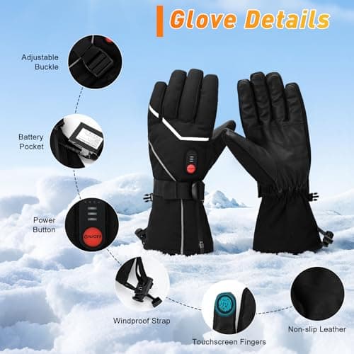 COVVY Heated Gloves for Men Women, 7.4V 3000mAH Rechargeable Battery Touchscreen Ski Heating Gloves, 3 Adjustable Heating Levels, Hand Warmer for Winter Skiing Hunting Cycling Camping (XL) — view 6