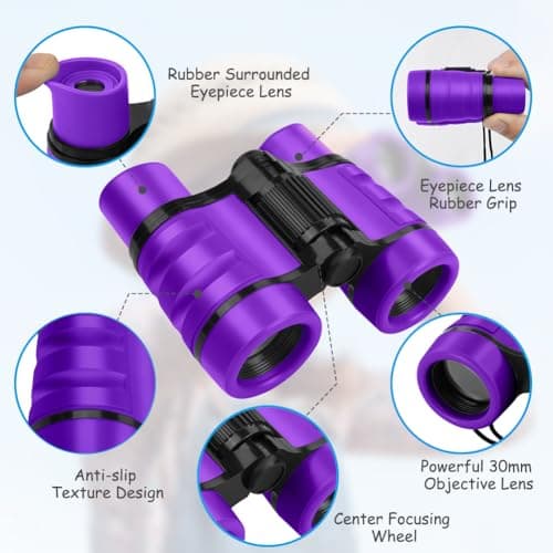 OSDUE Kids Telescope Outdoor Toys, 4x30 High Resolution Binoculars for Kids Educational Learning, Sports and Outside Play, Gifts for Age 3-12 Boys Girls (Purple) — view 3