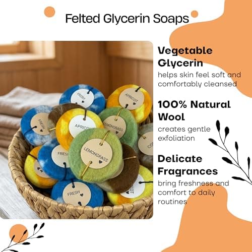 Lu.Flo Felted Wool Soap Set 3x100 g, Handmade Glycerin Soap — view 4