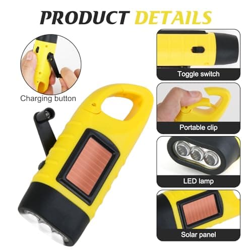 Wind Up LED Camping Torch Solar Hand Crank Flashlight Carabiner Portable — view 3