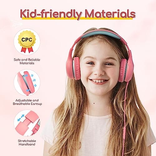 EarFun Kids Headphones Wired with Mic, 85/94dB Volume Limit — view 4