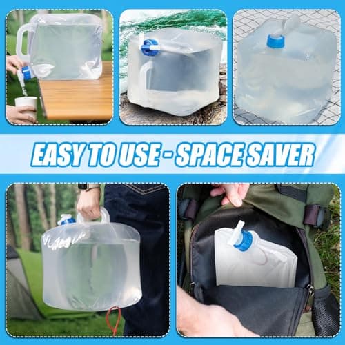 LDHHYH 2PCS 20L Collapsible Water Container with Tap and Lid, Foldable Water Carrier with Handle, Clear Plastic Portable Water Storage Tank for Outdoor Camping Hiking Emergency Use — view 4