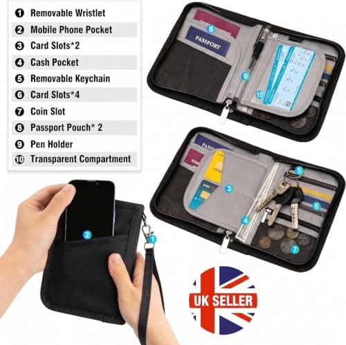Passport Holder Travel Wallet for 2 Passports, RFID Blocking, Black — view 2