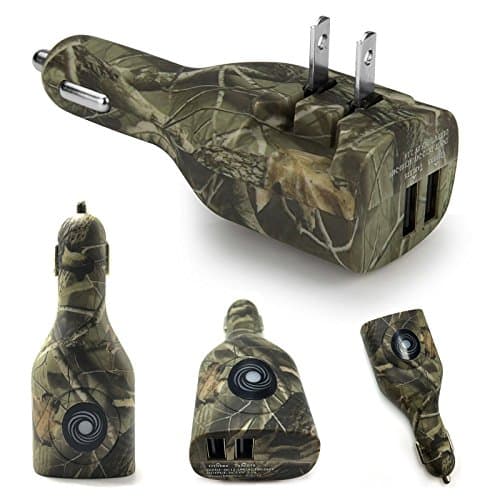 NDLBS Dual USB Car Charger,2-in-1 Car and Home Portable Travel Charger with Foldable Plug for iPhone iPad Galaxy LG (Camouflage)