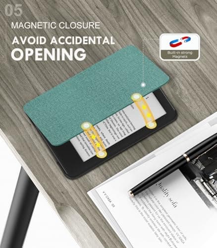 MoKo Case Fits 6" Kindle Basic 11th Generation 2024/2022, Denim Green — view 5