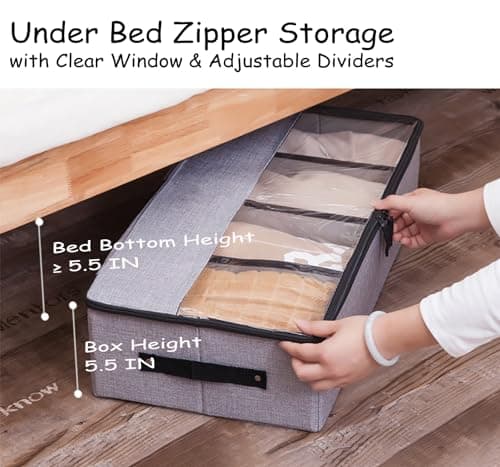 AARAINBOW Under Bed Shoe Storage Box 2 Pack, Fabric Organiser with Lid — view 3