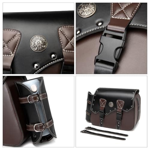 Brown Vintage Leather Motorcycle Saddlebags, Luggage Bags for Cruiser, Touring, Chopper, Rustic Leather Motorcycle Bags — view 6