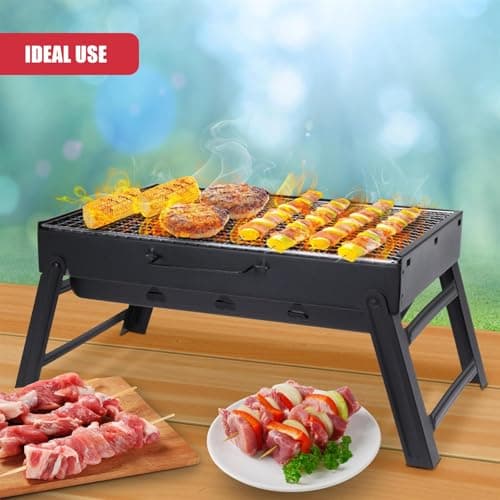 GEEZY Portable Charcoal BBQ Grill – Foldable & Compact for Camping, Travel, Garden – Quick Setup, Space-Saving with Carry Handle – Heat & Rust Resistant Small Barbecue – Great for Barbeque Enthusiasts — view 2