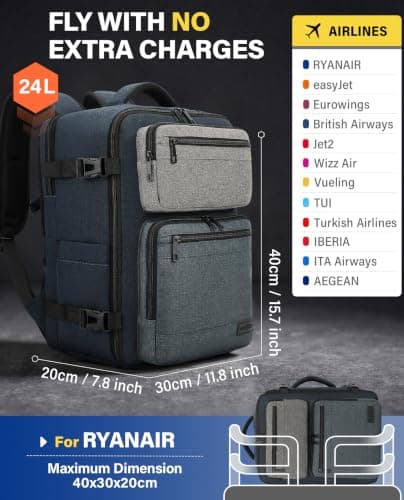 VANKEV 40x30x20 Ryanair Easyjet Eurowings Cabin Bag Travel Backpack — view 2