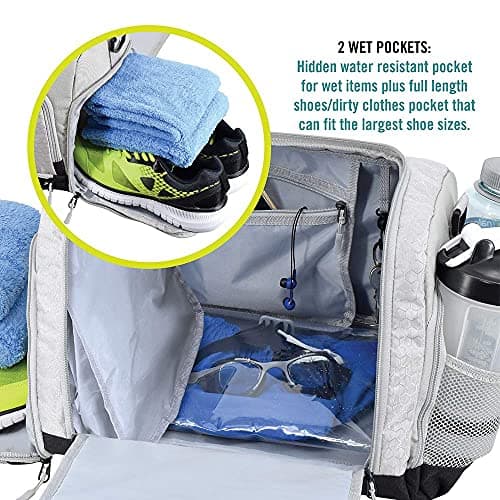 Ultimate 2.0 Gym Bag - Durable Travel Bag Designed by Crowdsource with 10 Handy Compartments Including a Water Resistant Carry Case, Silver, Small (15"), Holdall — view 4
