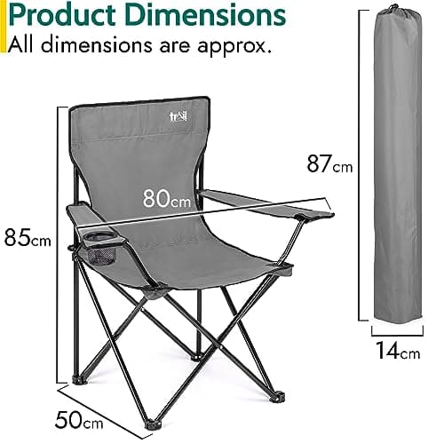 Trail Folding Camping Chair with Cup Holder, Grey — view 3