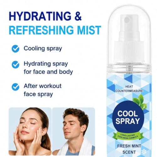 Peppermint Cooling Body Spray & Face Mist -, rapid coolness, travel size outdoor cooling gear,outside workers essentials for summer cooling stuff,keeping cool in hot weather outside (2pcs) — view 3