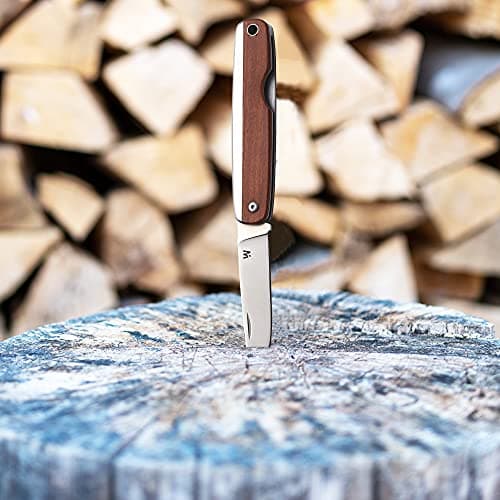 Whitby Pocket Knife, Stainless Steel Folding Knives Mahogany Wood Handle — view 5