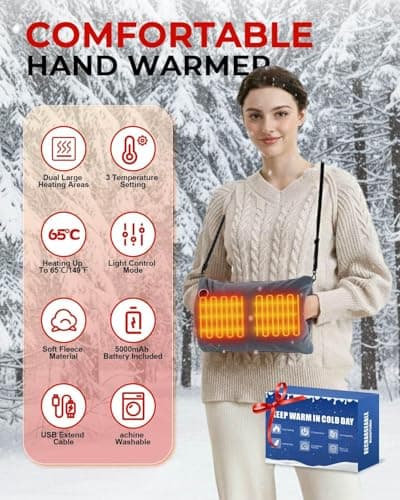 Olutula Rechargeable Hand Warmers, Portable Double Sided Heated Hand Warmer Body Warmer with 3 Heat Modes, Fast Electric Warming, Perfect Ideal Winter Hand Warmer Gift for Men Women Camping Outdoor — view 2