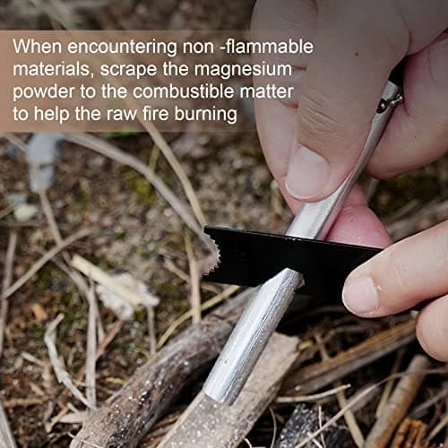 Amtier Fire Steel Flint Survival, Fire Starter Set for Outdoor Survival Camping, Magnesium Ferrocium Rod Firesteel with Scale Scraper & Burning Cotton, Outdoor Emergency Survival Tool for Travel — view 5