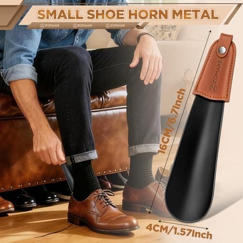 ZOMAKE Metal Shoe Horn, Small Shoehorn for Men Women Kids (1pc 19cm) — view 2