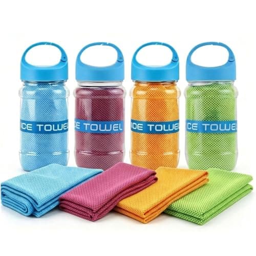 Cooling Towels 4 Pack, Ice Towel for Neck and Face, Soft Breathable Microfiber Gym Towels Multi Pack for Golf Running Workout Camping, Instant Chilly Sweat Rag Set