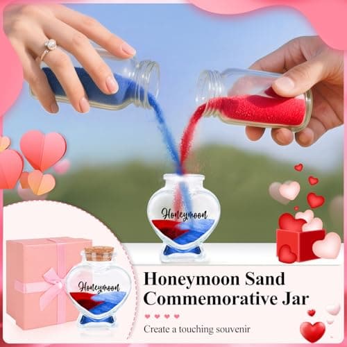 Wedding Gift Honeymoon Sand Keepsake Jar Set with Mr and Mrs Luggage Tags for Couple Valentine Day Decor, Perfect Honeymoon Gifts for Couples,Bridal Shower Souvenirs, Romantic Travel Accessories — view 4
