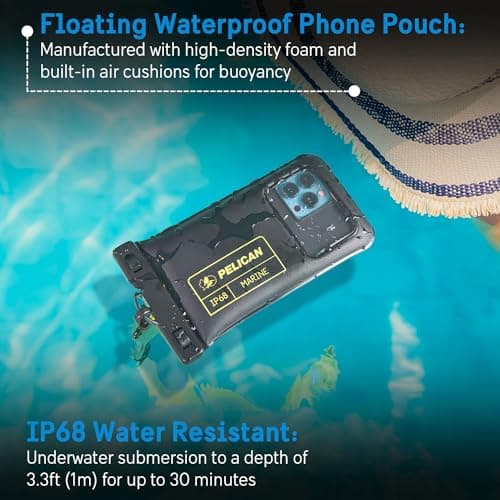 CASE-MATE 2 Pack - Marine Series Waterproof Floating Phone Pouch (Regular Size) - Smartphone Compatible - Black/Hi-Vis Yellow — view 2