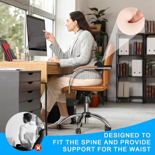 Trendecor Lumbar Roll Lumbar Support Cushion 11 Inch Adjustable Round Lumbar Pillow with Removable Washable Cotton Cover Lumbar Support Pillow for Office Chair Car Couch Black — view 5