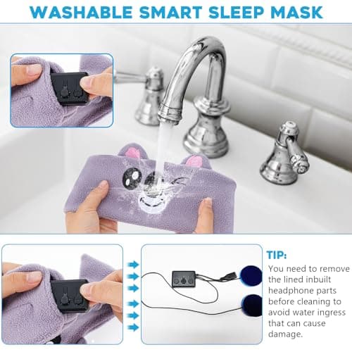 Bluetooth Sleep Mask, CestMall Sleep Eye Mask with Wireless Headphones Blackout Sleep Headphones Headband Music Sleeping Bluetooth Headband Birthday X-mas Gift for Children Boy Girl Travel Nap (Grey) — view 5