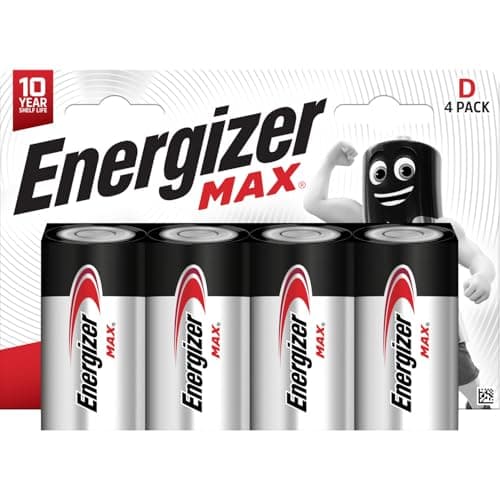 Energizer Max D Batteries (4 Pack) - 1.5V Battery LR20 - Long Lasting Power