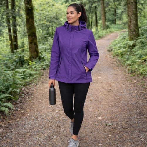 Blu Apparel Ladies Waterproof Jacket Womens Rain Coat Rain Jackets for Women Windproof Breathable Mesh Lined (UK, Numeric, 14, Regular, Regular, Purple) — view 3