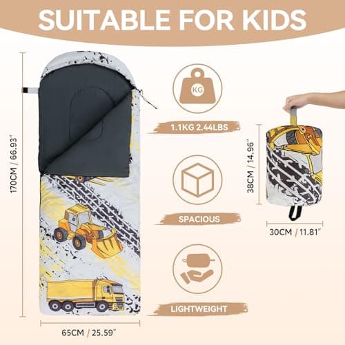 Lightweight Kids Sleeping Bag for Camping, Child Sleeping Bag with Pillow — view 2