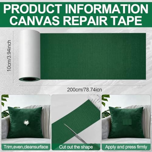 Canvas Repair Patches 4 x 79 inch Waterproof Fabric Tape (Green — view 2