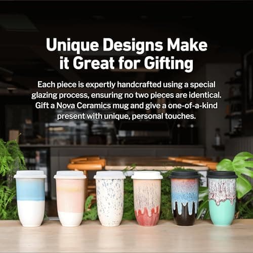 NOVA CERAMICS Travel Mug On The Go Coffee Tumbler Microwave & Dishwasher Safe Green Tumbler - Gifts for Women Men Him Her 475ml Sage — view 6