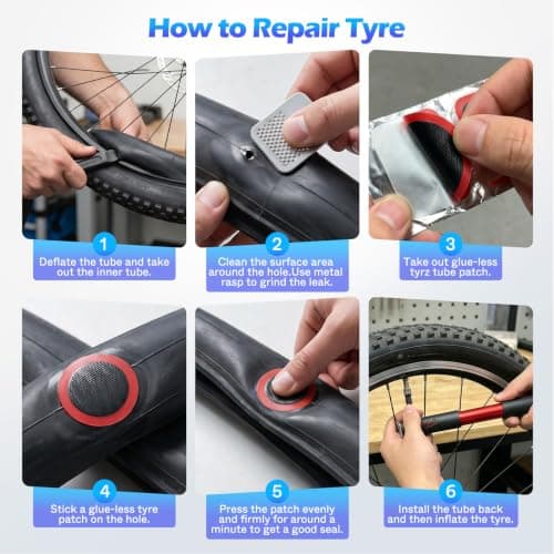 Beginreally Puncture Repair Kit Bicycle with Storage Bag, Complete Bicycle Tyre Repair Kit with Mini Pump and 16-in-1 Bike Tool Kit for Road Mountain Bike Emergency Fixes — view 2