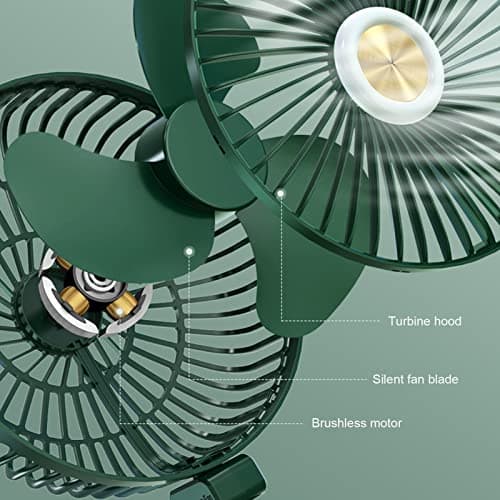 7 Inch LED Desk Fan Cooling Rechargeable Foldable Portable 3 Speeds Wall Hanging with Night Light Phone Holder for Travel Office Home — view 4