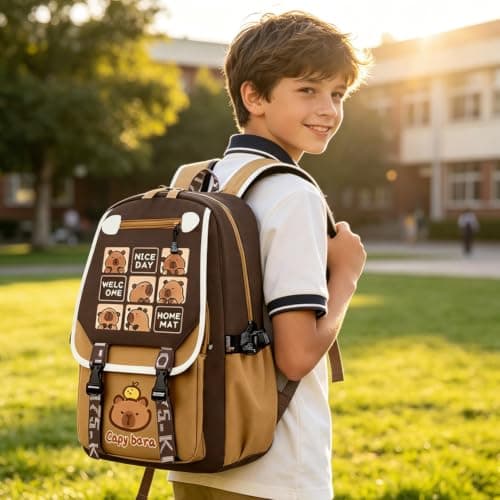JXBBAAC Capybara Backpack, Cute Cartoon Backpack Capybara Waterproof School Bag, Rucksack Travel Book Bag for School Outdoor Travel Sports-A — view 6