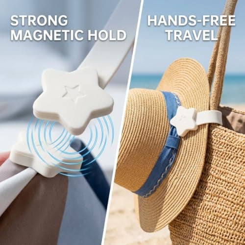 Pack of 2 Hat Clips for Travel, Magnetic Clips Pram Handbag, Backpack, Luggage, Magnetic Hat Clip for Travel on Bag, Women, Children, Adults, Accessories, Hat Companion — view 5