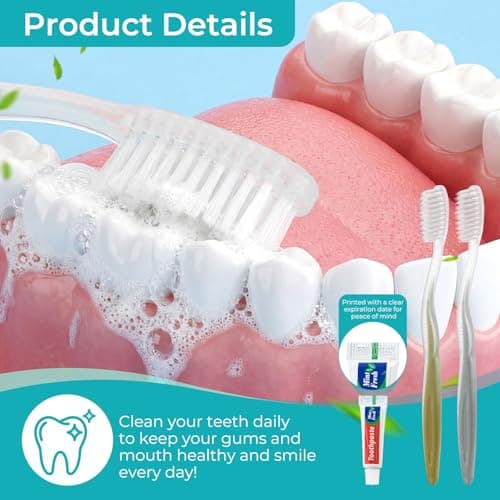 Lomgwumy Disposable Travel Toothbrush, Gold and Silver Toothbrush and Toothpaste, Individually Packaged, Suitable for Hotel, Home, Camping and Travelling (30-Pack) — view 3