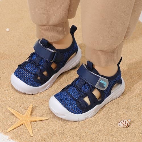 JOINFREE Shoes for Toddler Boys Girls Summer Sandals Non-Slip Breathable Quick Dry Water Shoes, Lightweight Flexible Kids Beach Shoes for Pool, Outdoor & Daily Wear Black Blue, 6 Child — view 2