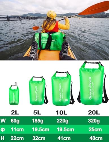 Henrycares Waterproof Dry Bag 20L 10L 5L, Sack with Long Adjustable Shoulder Strap, for Traval, Camping, Hiking, Swimming, Boating, Fishing — view 2