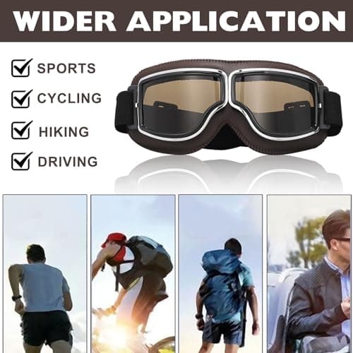 KASESSS Bike Motorcycle Goggles for Riding, Vintage Motocross Goggles, Foldable Ski Goggle, Windproof & Dustproof Dirt Bike Goggle, Padded Soft Thick Foam for Men Women Motorcycle Helmet Compatible — view 3
