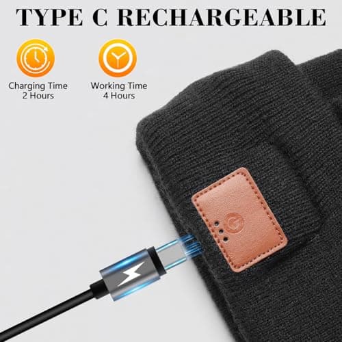 RANCOVY LED Beanie with Light, Unisex USB Rechargeable Headlamp Beanie Flashlight Beanie Hat for Men Women Black — view 5
